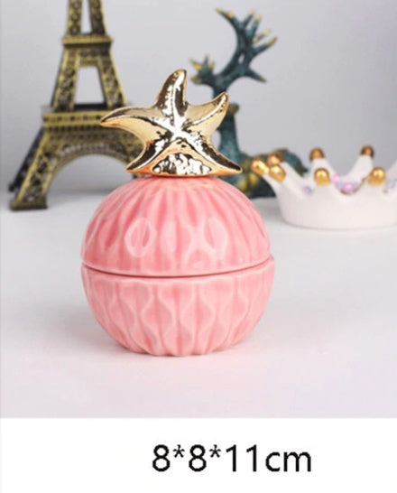 Pink Ceramic Dust-proof Jewellery Storage Case