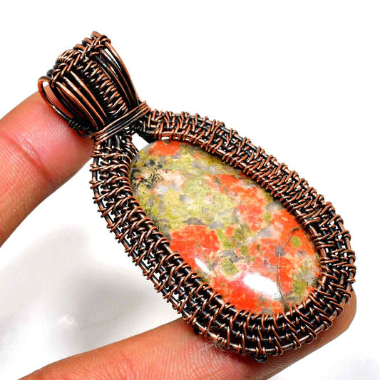 Gaia’s Embrace – Unakite Copper Pendant
