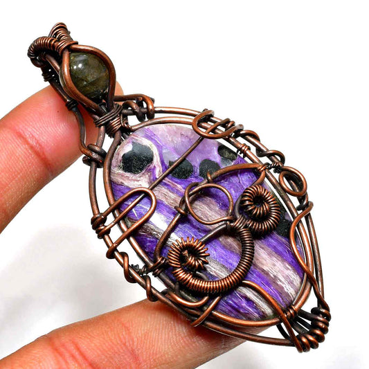 Ezra’s Veil – Amethyst Copper Wire Pendant