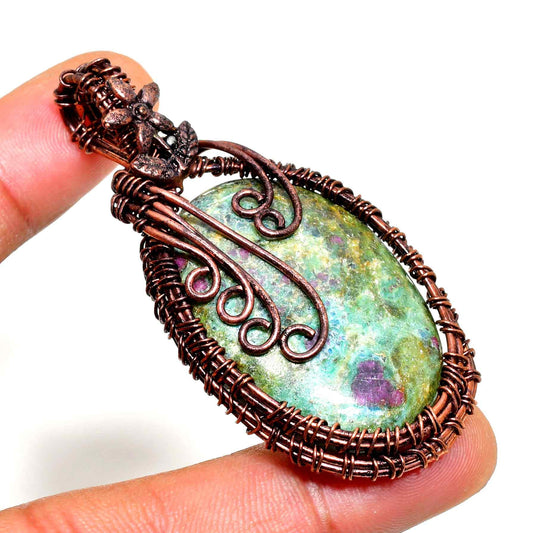 Gaia’s Embrace – Copper-Wired Natural Stone Pendant