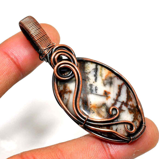 Ocean’s Embrace – Oxidized Copper Jasper Pendant