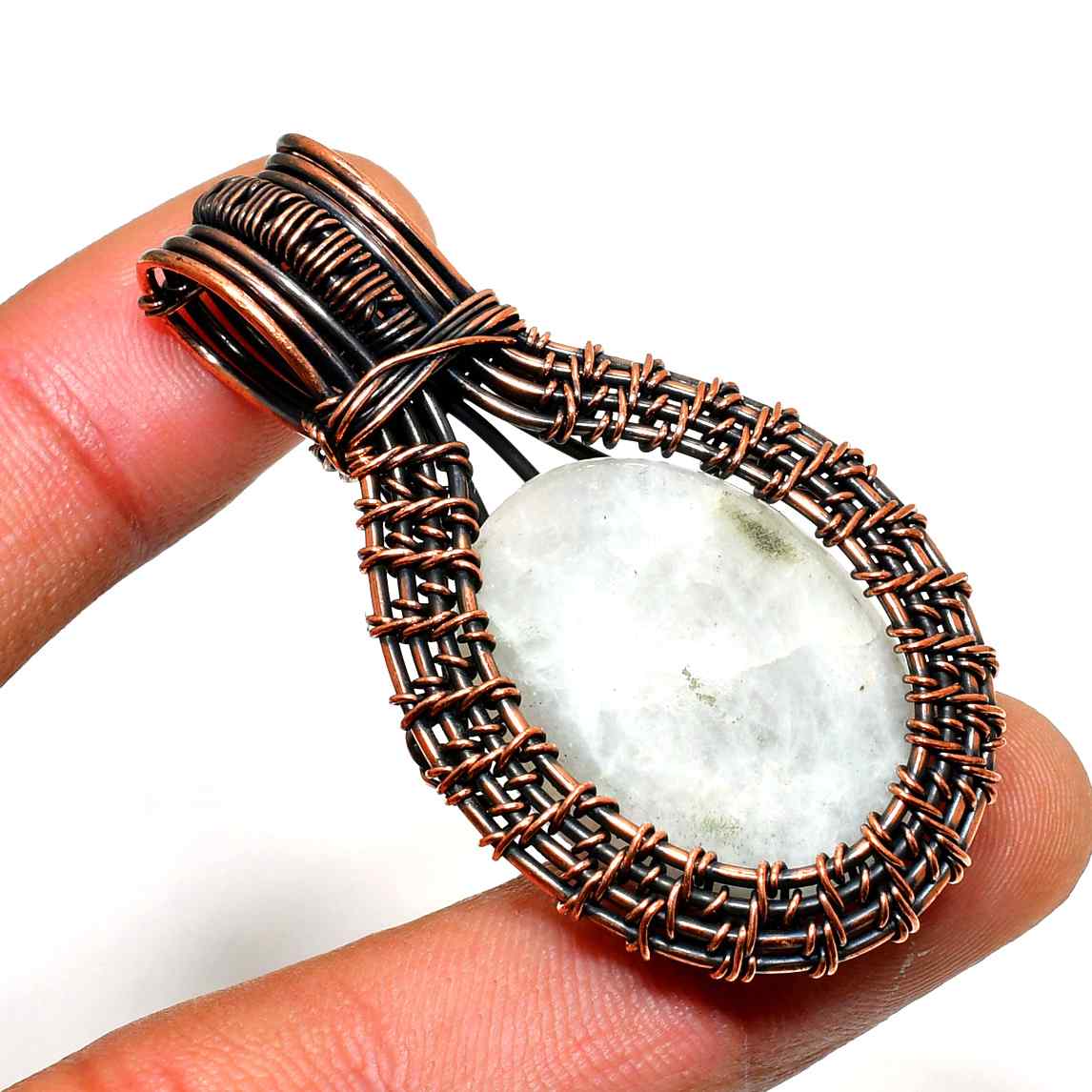 Selene’s Glow – Moonstone Copper Pendant