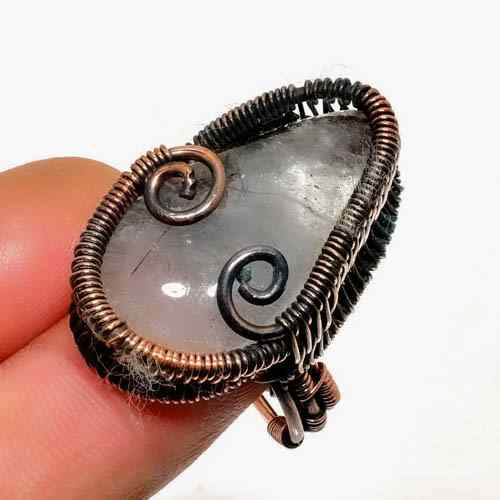 Serenity Aura – Copper-Wrapped Quartz Ring