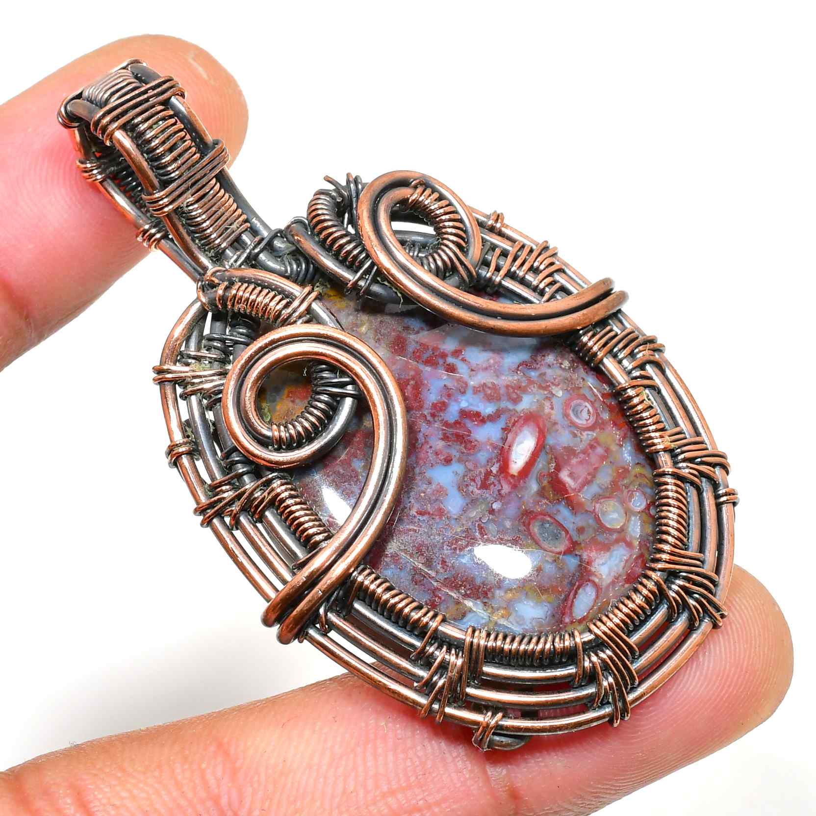 Gaia’s Embrace – Copper-Wrapped Gemstone Pendant