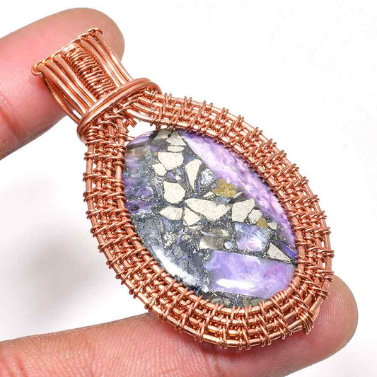 Ezra’s Veil – Amethyst Copper Wire Pendant