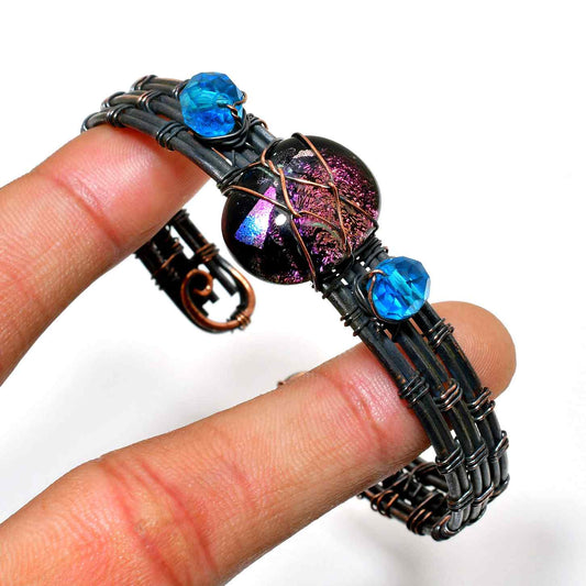 Aurora’s Gleam – Iridescent Glass & Copper Bracelet