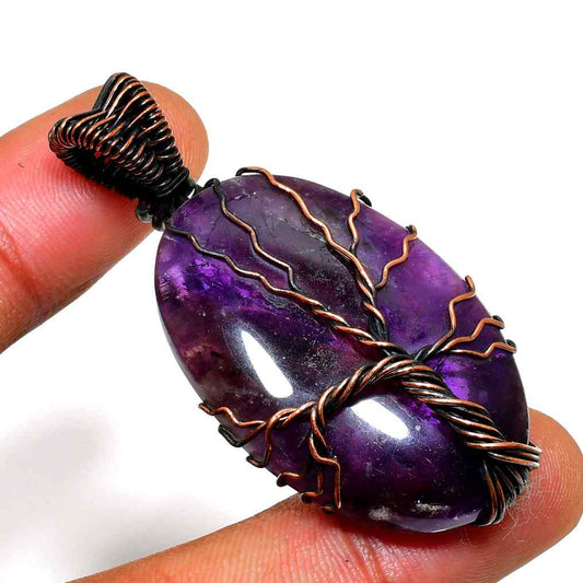 Ezra’s Veil – Mystic Amethyst & Copper Pendant