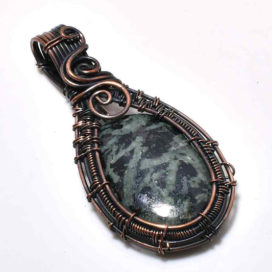 Verdant Whisper – Emerald & Oxidized Copper Pendant