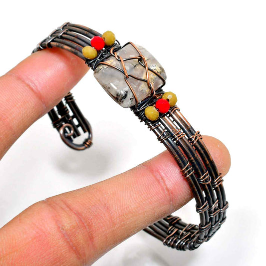 Harmony’s Embrace – Gemstone & Copper Cuff
