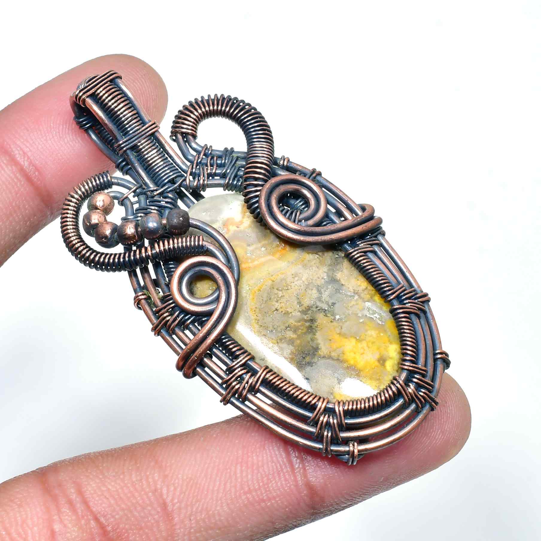 Terra’s Resilience – Handcrafted Stone & Wire Pendant