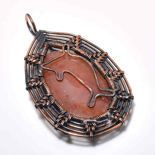 Gaia’s Embrace – Copper & Agate Pendant