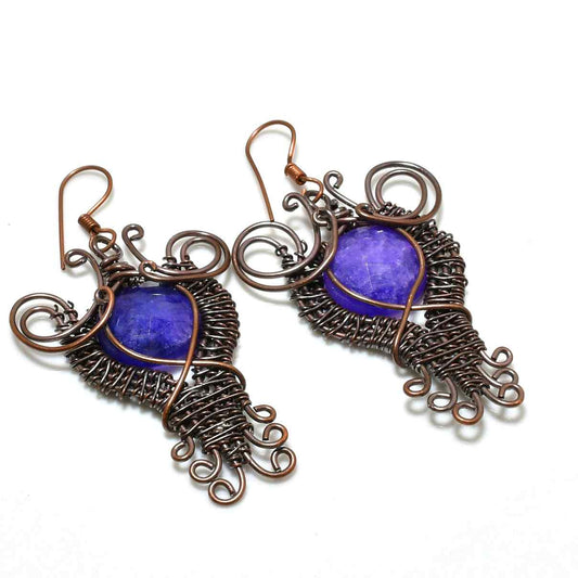 Mystic Harmony – Amethyst Copper Earrings