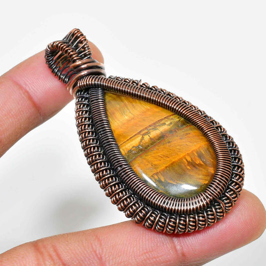 Valor’s Roar – Tiger’s Eye Copper Pendant
