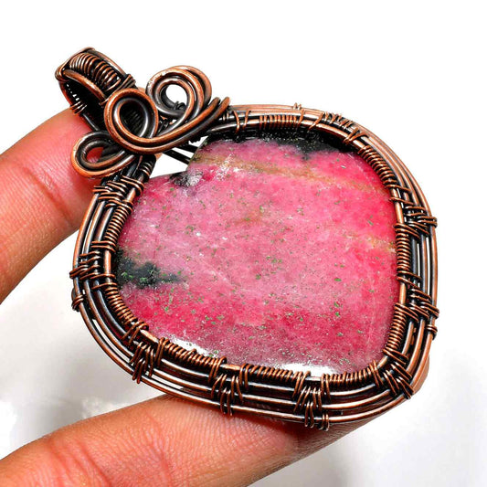Amara’s Embrace – Rhodochrosite Copper Pendant