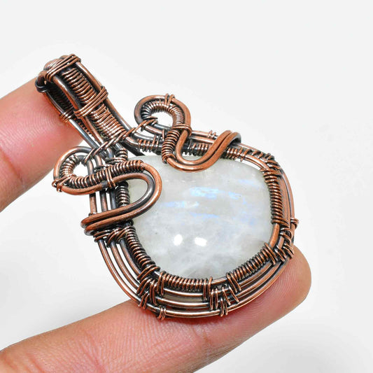 Celestial Embrace – Moonstone & Copper Pendant