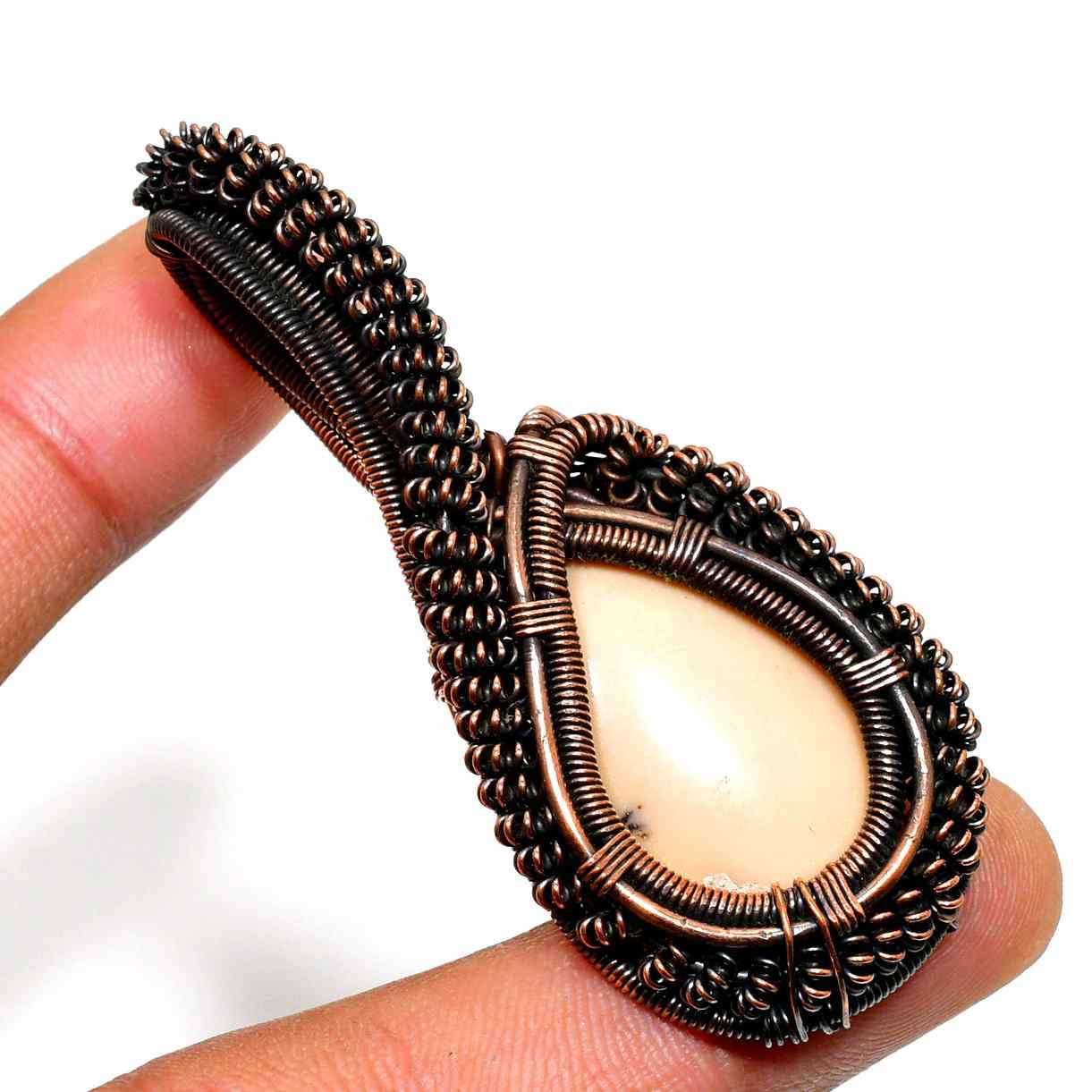 Ember’s Whisper – Grounding Teardrop Copper Pendant