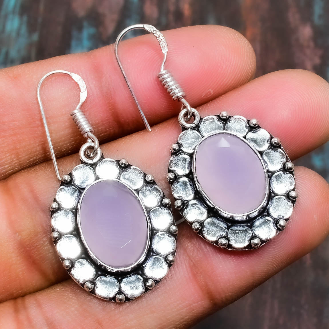 Lilac Serenity – Lavender Jade Filigree Earrings