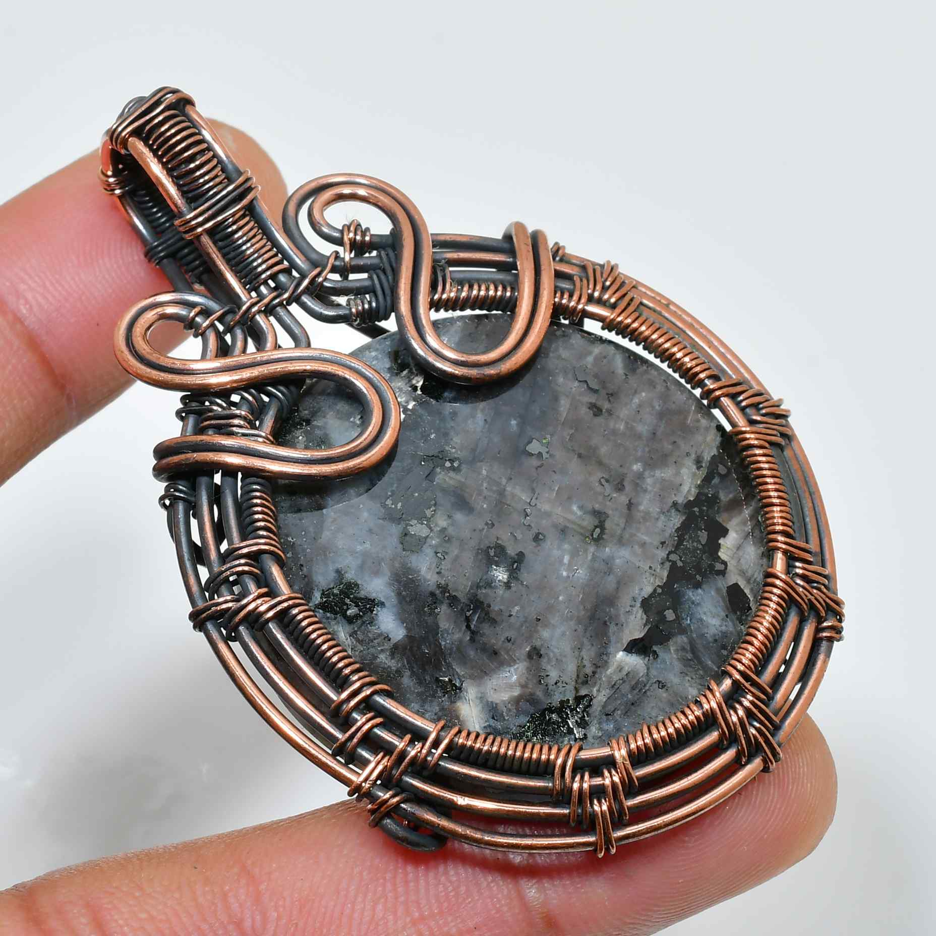 Earthen Glow – Copper Wrapped Gemstone Pendant
