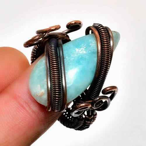 Ocean’s Whisper – Larimar Copper Ring