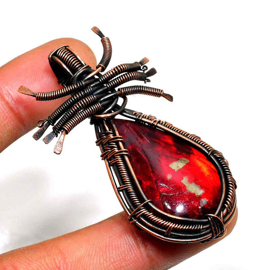 Ember’s Heart – Red Jasper Copper Pendant