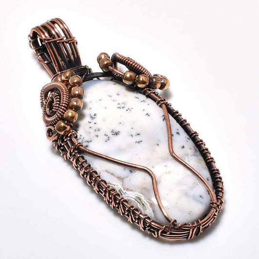 Luna’s Serenity – Copper-Wrapped White Stone Pendant