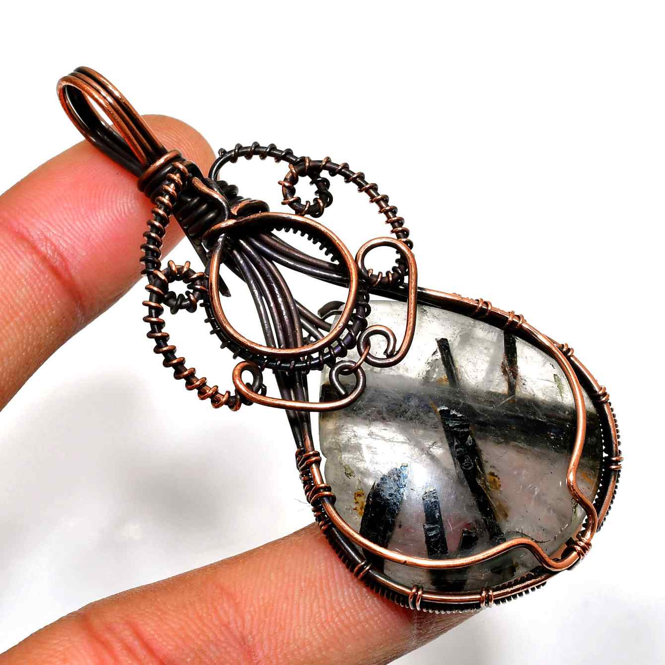 Elara’s Serenity – Wire-Wrapped Amethyst & Copper Pendant