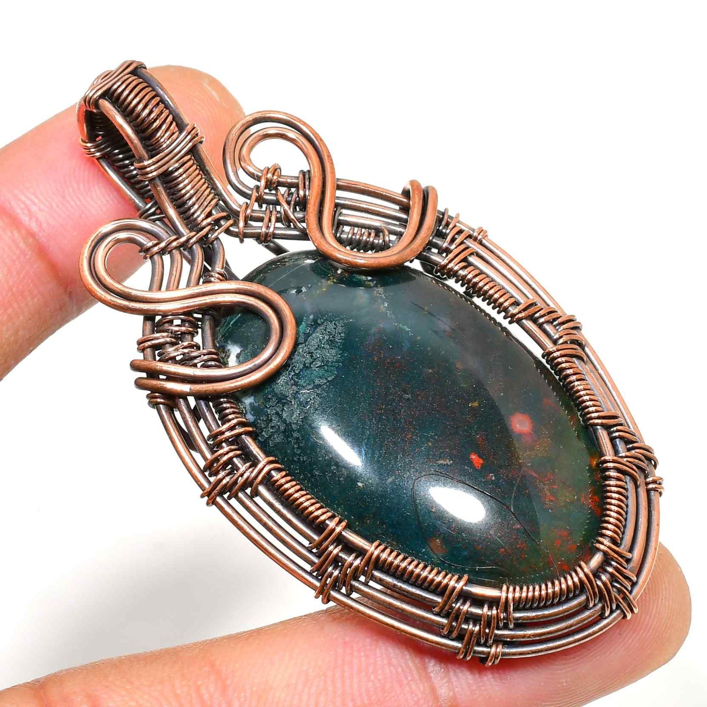 Crimson Anchor – Bloodstone Copper Pendant