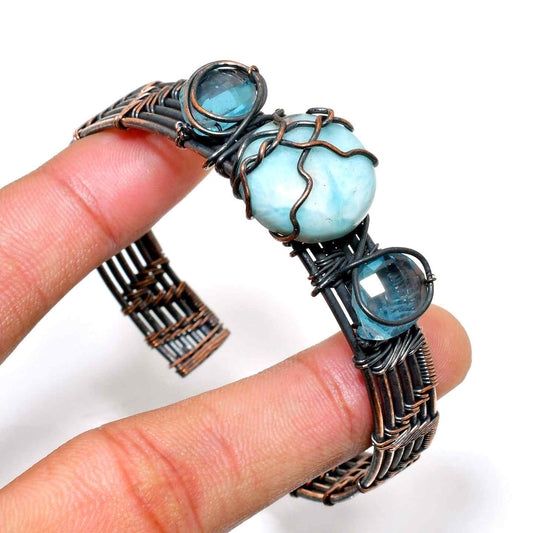 Ocean’s Embrace – Aquamarine Topaz Copper Bracelet