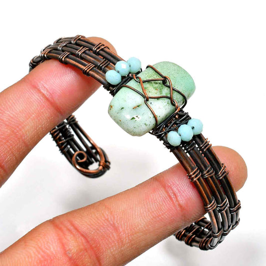 Harmony’s Embrace – Amazonite Copper Cuff