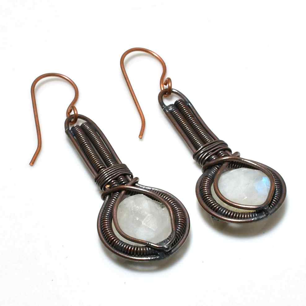 Moonlight Serenade – Copper Moonstone Earrings