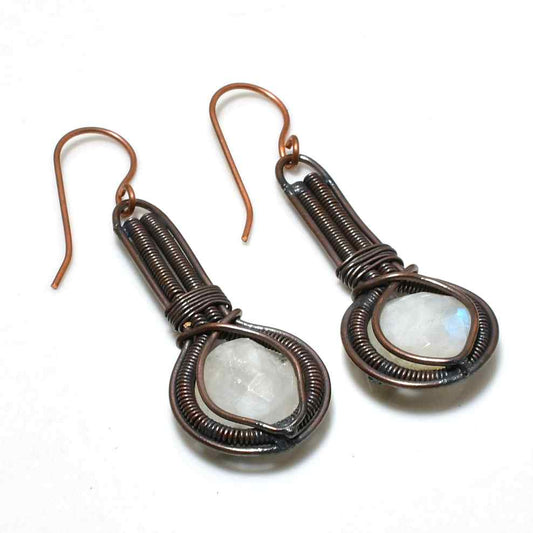 Moonlight Serenade – Copper Moonstone Earrings