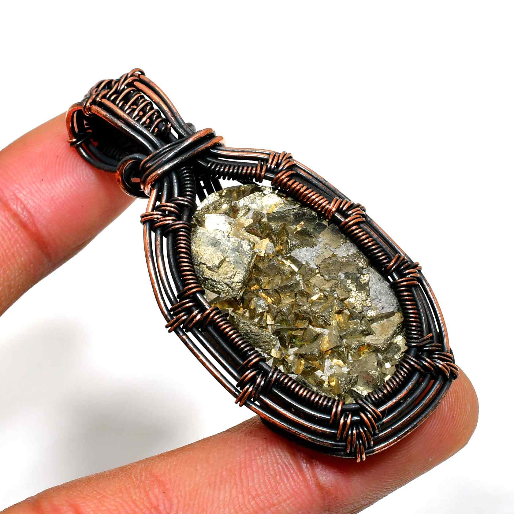 Fortune’s Embrace – Pyrite & Copper Pendant