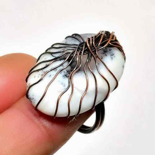 Serenity’s Embrace – White Agate Copper Ring
