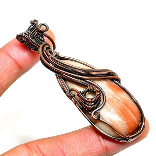 Ember’s Harmony – Orange Agate Copper Pendant