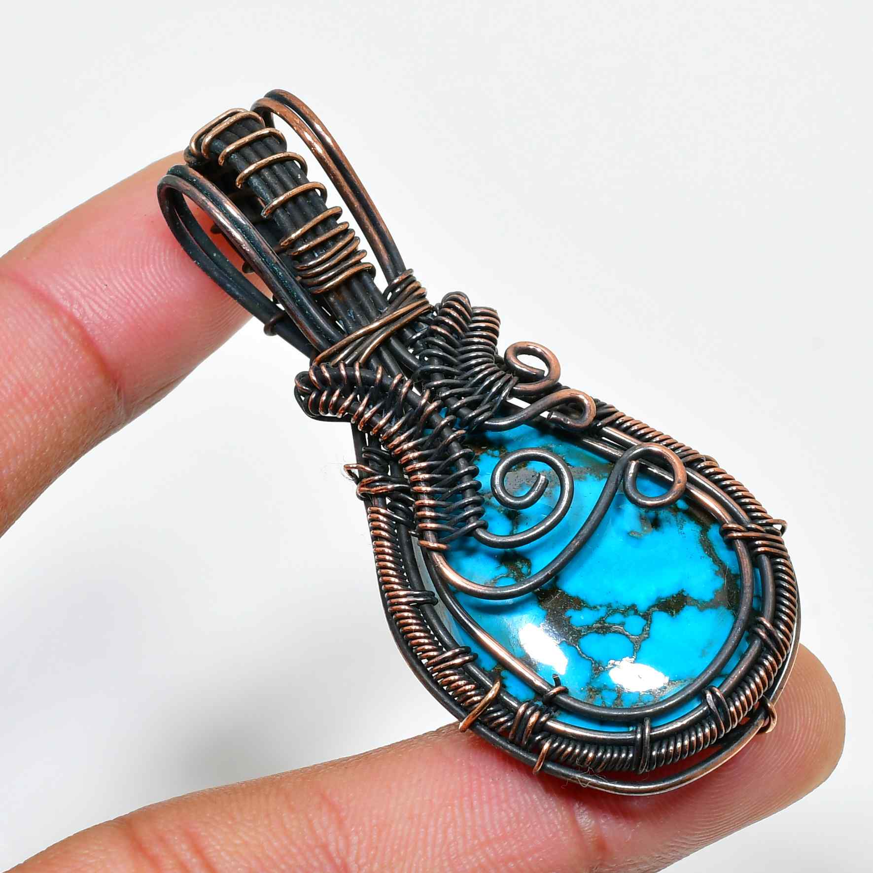 Serenity’s Spiral – Turquoise Copper Pendant