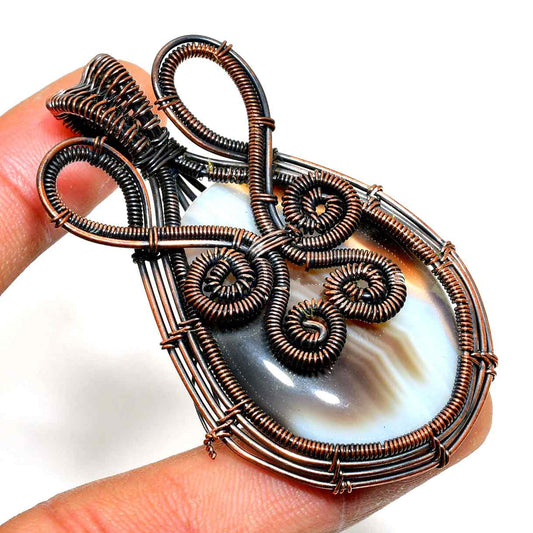 Gaia’s Balance – Agate & Copper Pendant