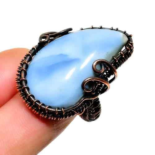 Ocean’s Embrace – Larimar & Copper Ring