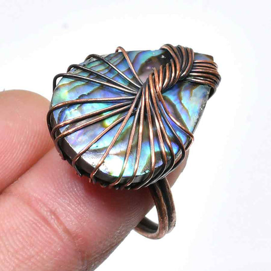 Ocean’s Embrace – Abalone Shell Copper Ring