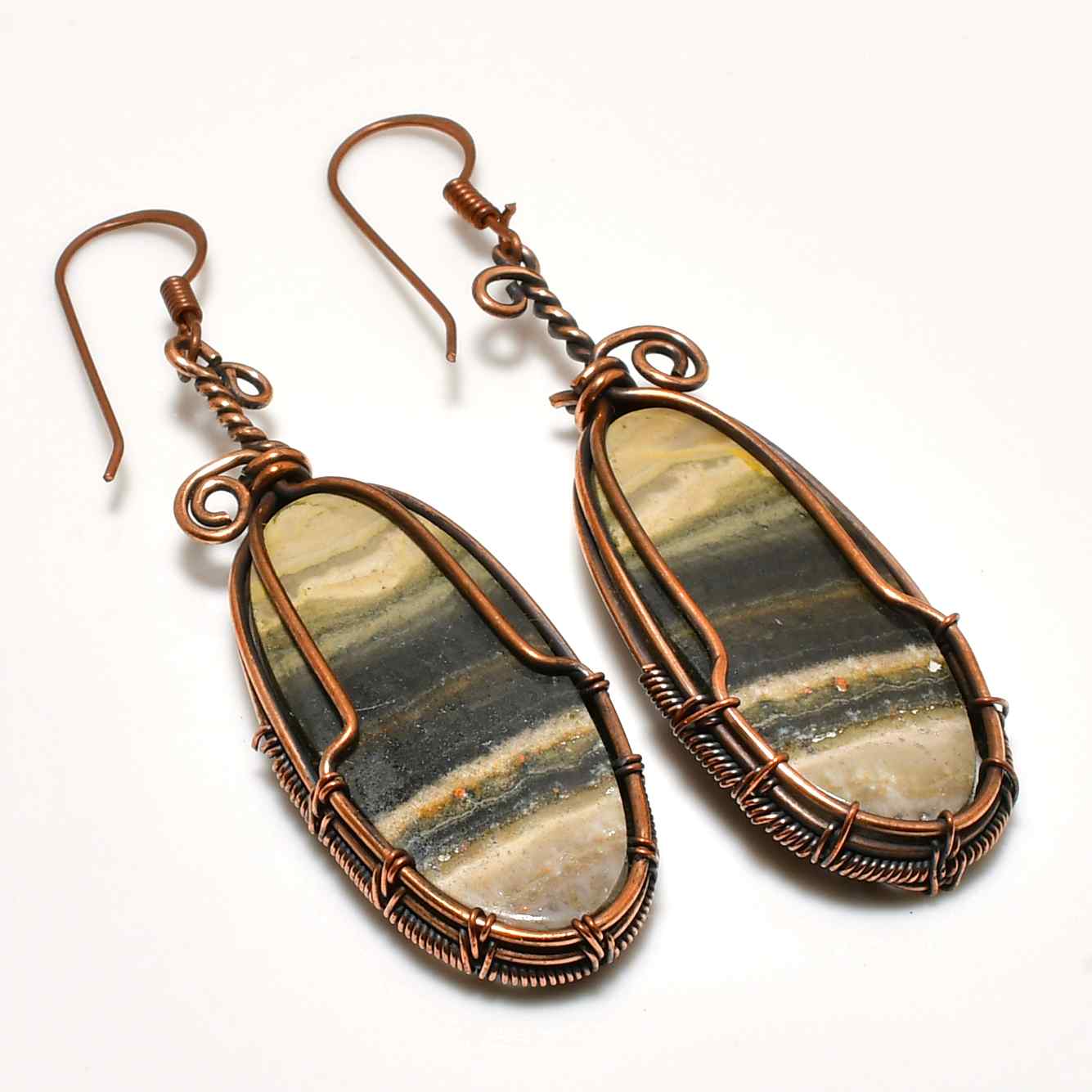 Grounded Grace – Agate Copper Earrings