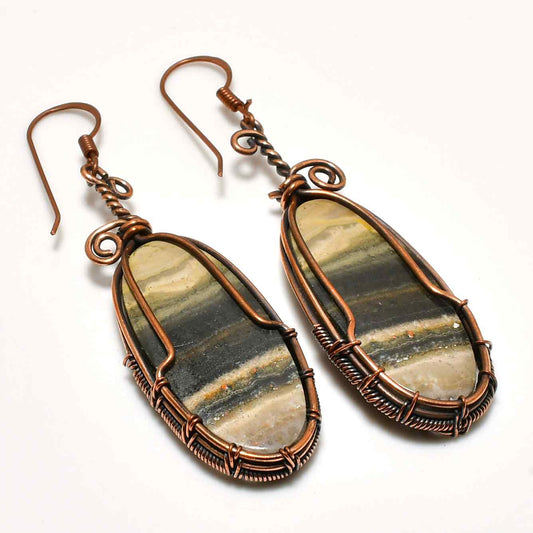 Grounded Grace – Agate Copper Earrings