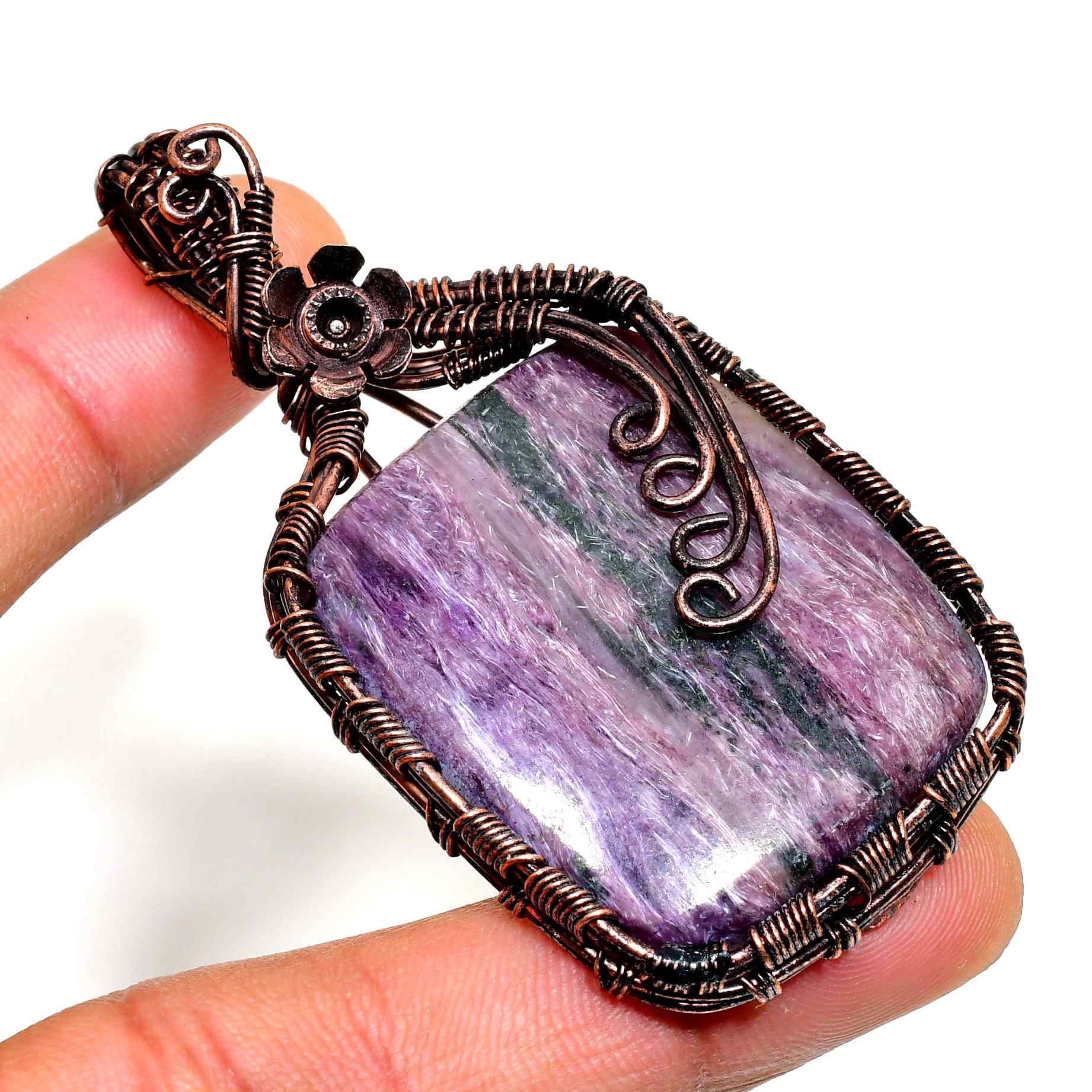 Ezra’s Veil – Mystic Amethyst & Copper Pendant