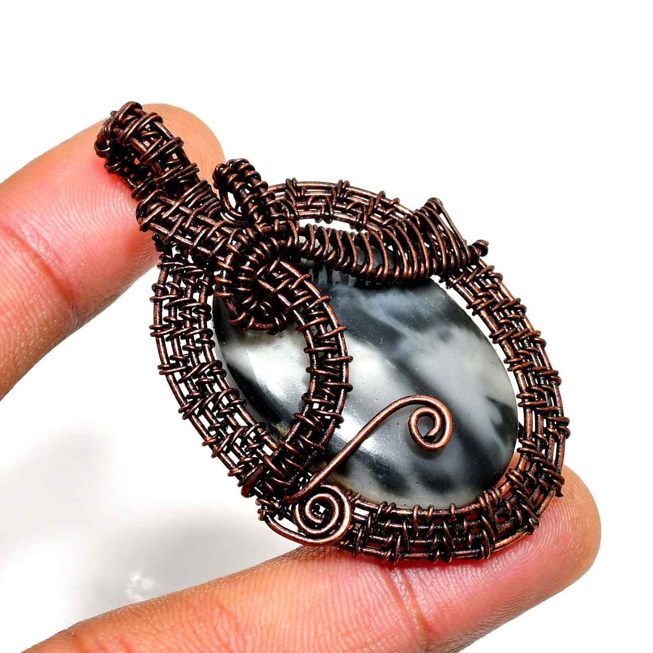 Earth’s Embrace – Black Agate Copper Pendant
