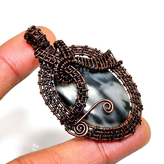 Earth’s Embrace – Black Agate Copper Pendant