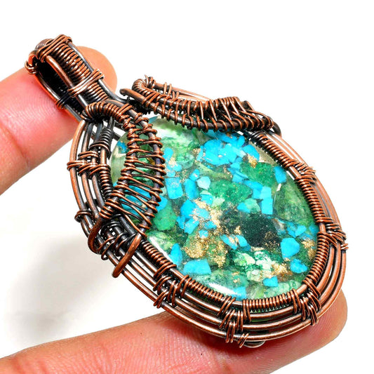 Healing Waters – Turquoise & Copper Wire Pendant