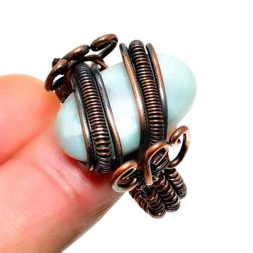 Serenity’s Embrace – Aquamarine Copper Ring