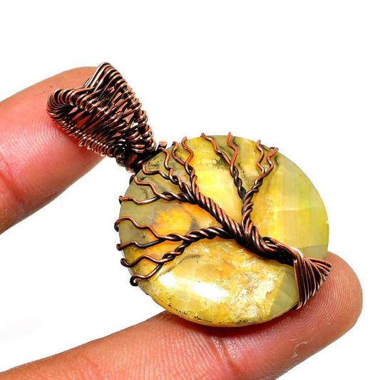 Golden Arbor – Yellow Quartz Copper Pendant