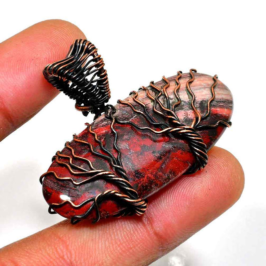 Terra’s Ember – Red Jasper Copper Pendant