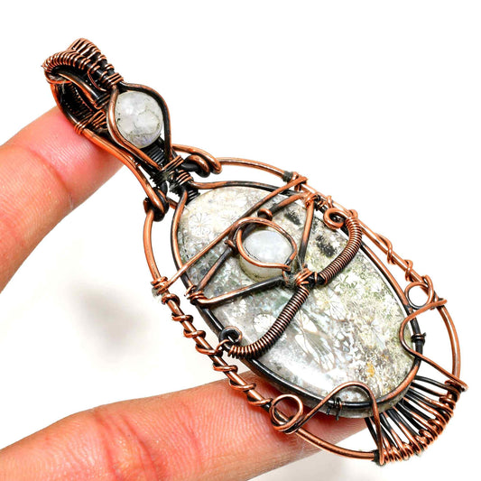Ezra’s Veil – Copper Wrapped Natural Stone Pendant