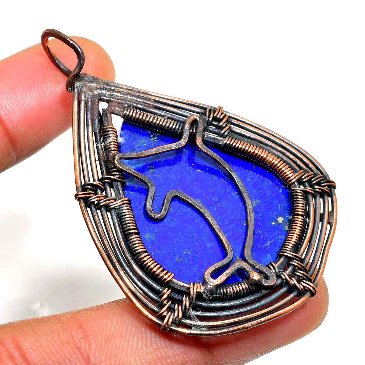 Dolphin’s Whisper – Lapis Lazuli & Copper Pendant