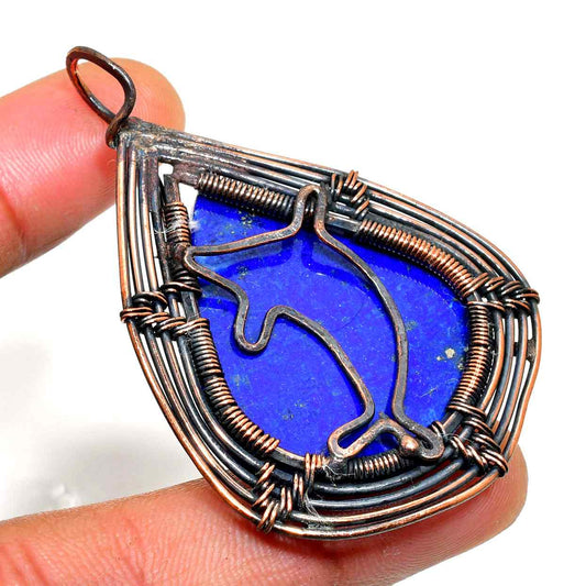 Dolphin’s Whisper – Lapis Lazuli & Copper Pendant